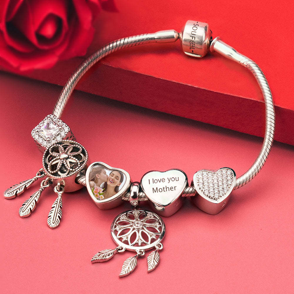 Engraved Heart Photo Charm