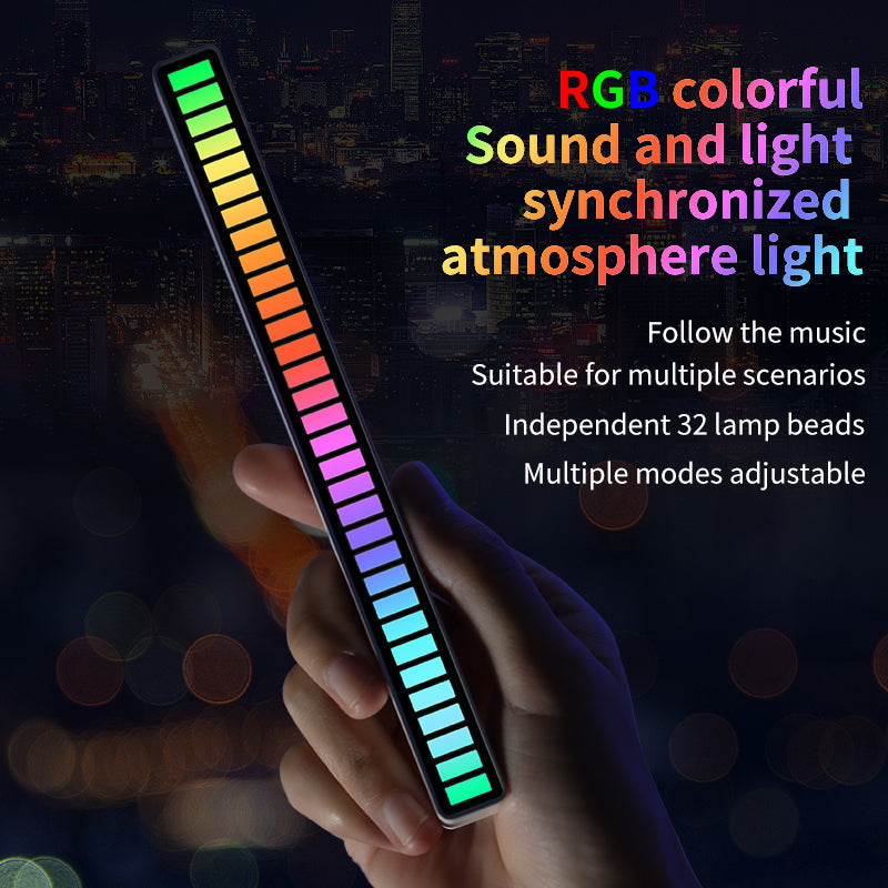 RGB Rechargeable Sound Control Light Colorful LED Ambient Light for Car Gaming Room - soufeelau