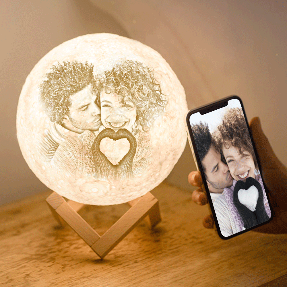 Photo Moon Lamp, Custom 3D Photo Light, Lamp Moon - Touch Two Colors 15cm - soufeelau