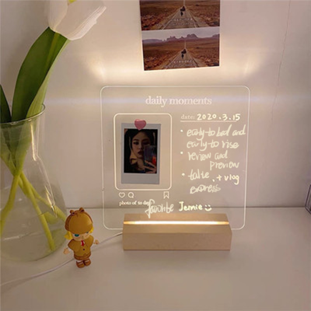 Acrylic Note Board Erasable Message Board Home Night Light Bedside Reminder Desktop Writing Board With Free Marker Pen
