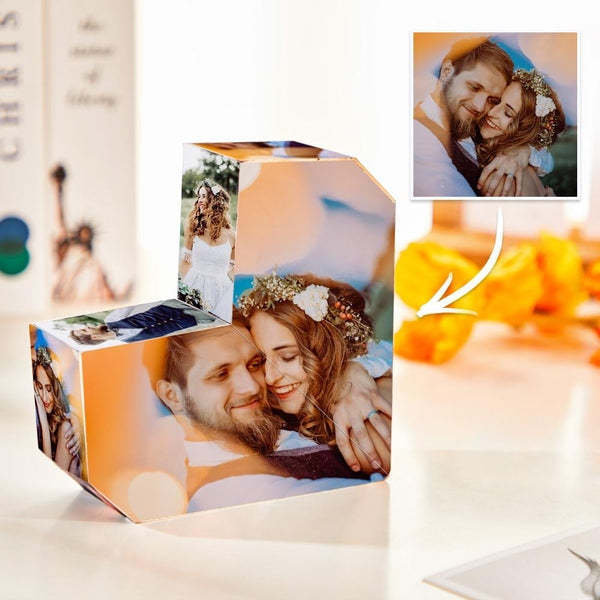 Multiphoto Heart-Shaped Rubic's Cube Personalized Folding Picture Cube Photo Frame Valentine's Day Gifts