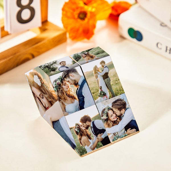 Multiphoto Heart-Shaped Rubic's Cube Personalized Folding Picture Cube Photo Frame Valentine's Day Gifts