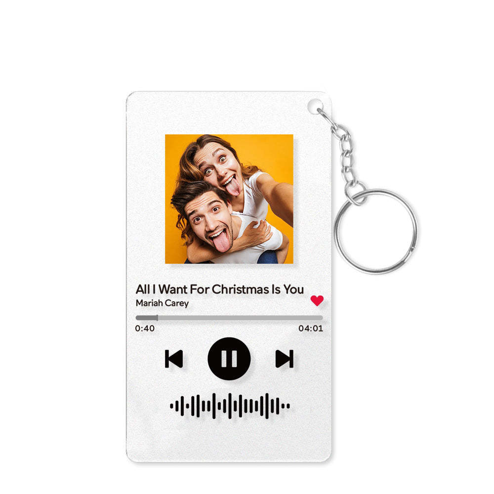 Scannable Music Code Plaque Keychain Music and Photo Acrylic, Song Keychain CValentine's Day Gift 2.1in*3.4in (5.4*8.6cm)