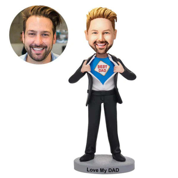 Cool Superdad Best Dad Custom Bobblehead With Engraved Text