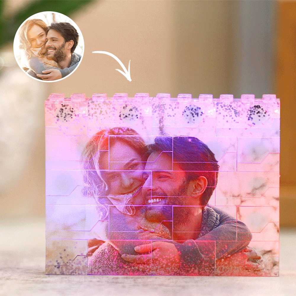 Custom Photo LED Light Building Brick Multicolor Light Up Building Bricks Gift for Him - soufeelau