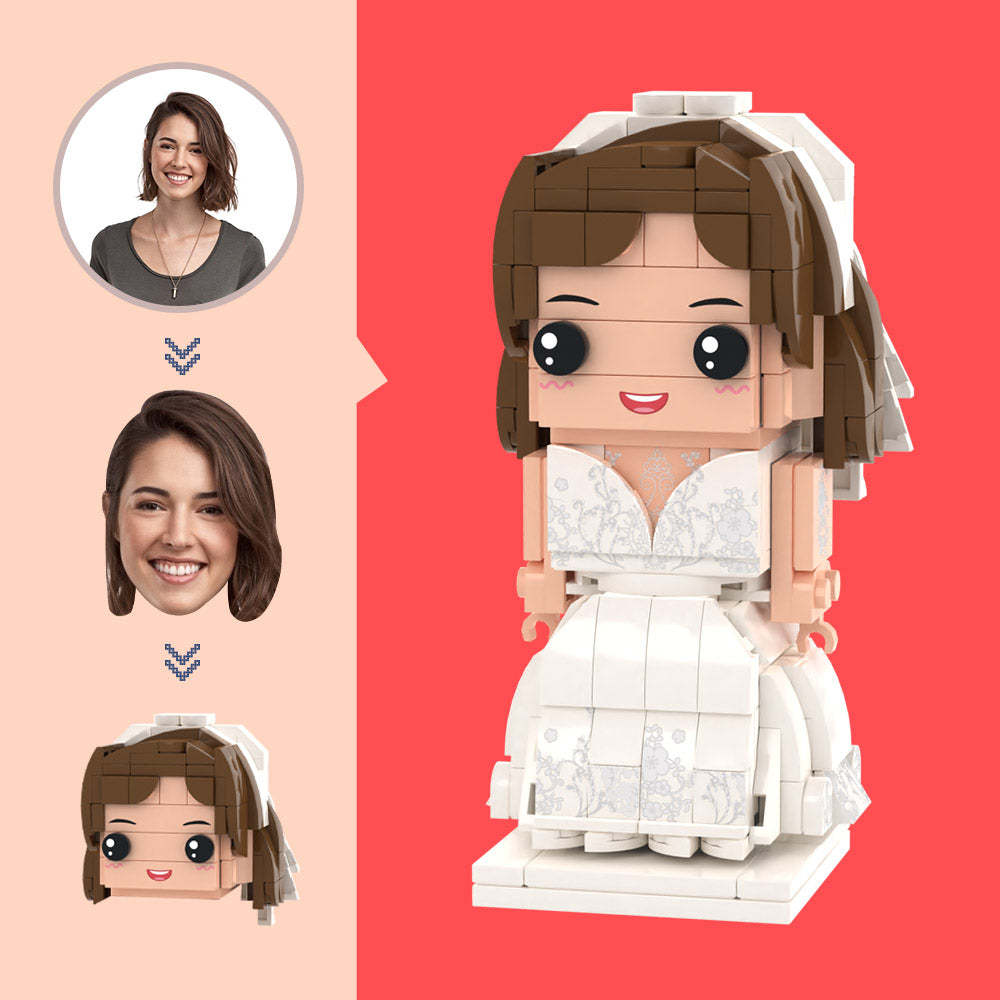 Customized Head Girl Wedding Dress Figures Small Particle Block Toy Customizable Brick Art Gifts - soufeelau