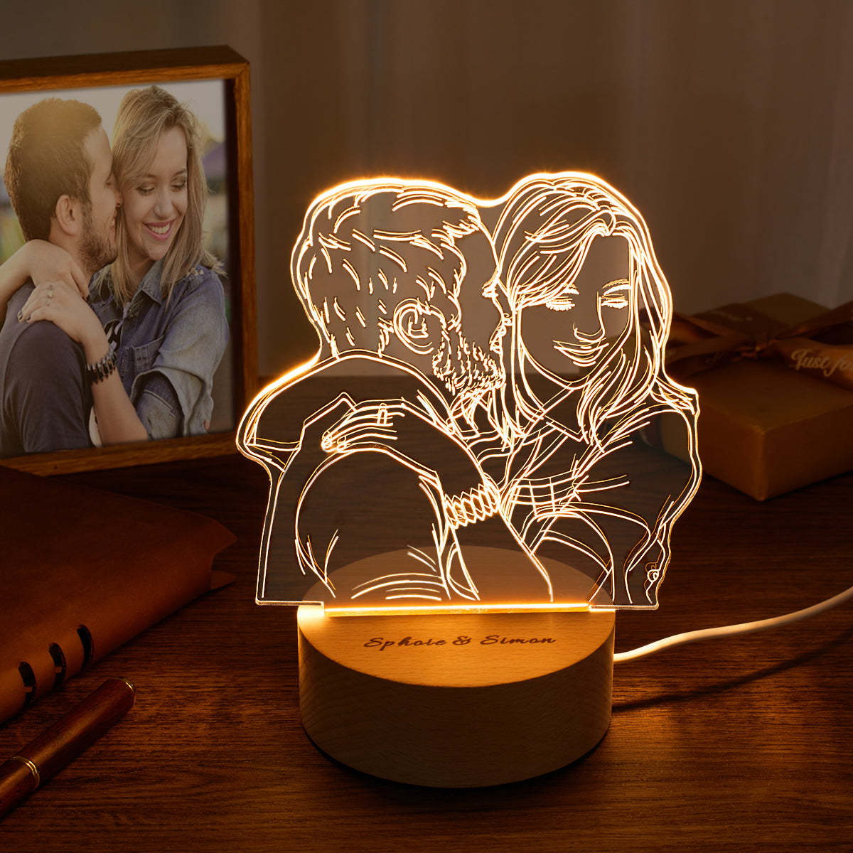 Custom 3D Photo Lamp Led for Bedroom, Personalized Night Light for Lovers-Christmas Gifts