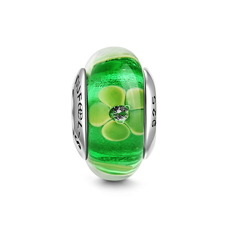 Green Flower Charm Murano Glass - soufeelus