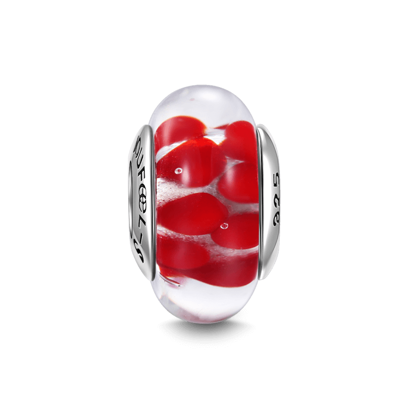 Rose Petals Charm Murano Glass Bead Silver - soufeelus