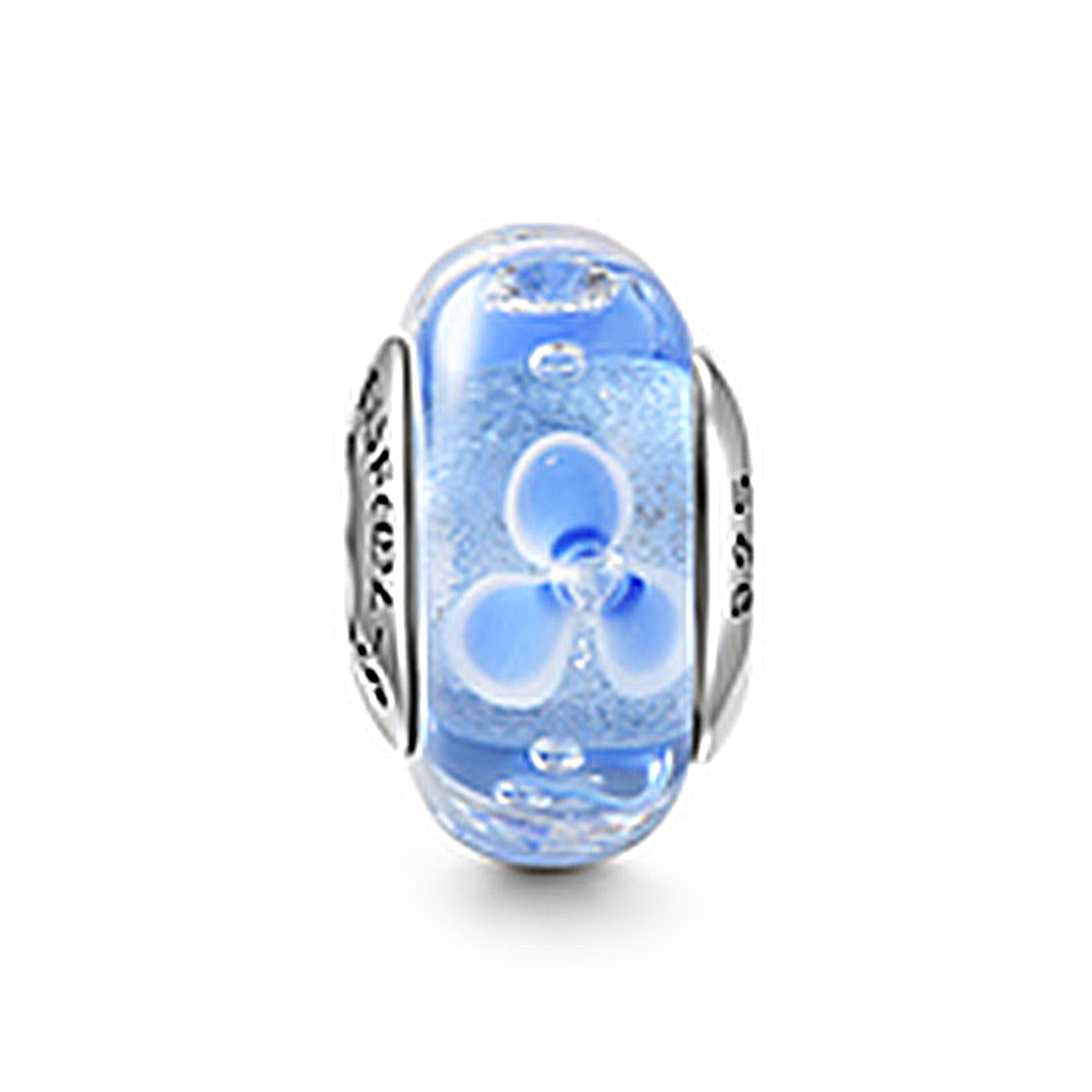 Soufeel Light Blue Flower Murano Glass Bead 925 Sterling Silver
