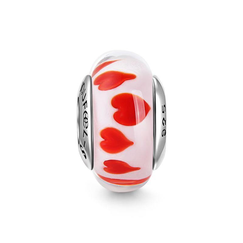 Red Heart to Heart Charm Murano Glass - soufeelus