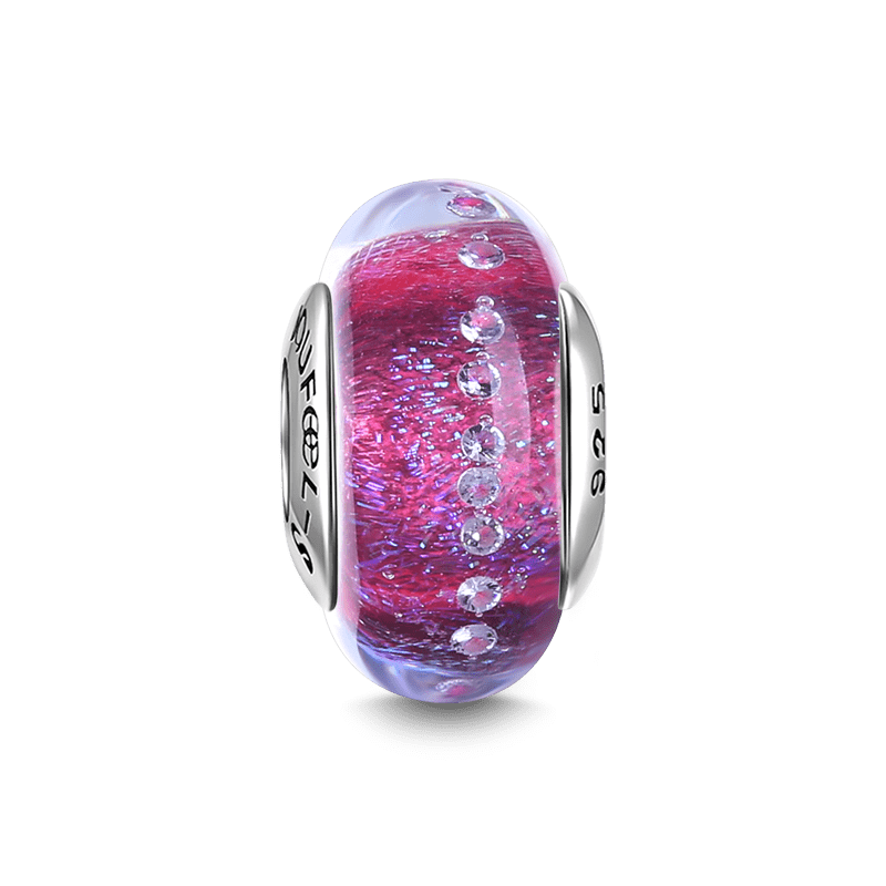 Purple Bubble Charm Murano Glass Bead Silver - soufeelus