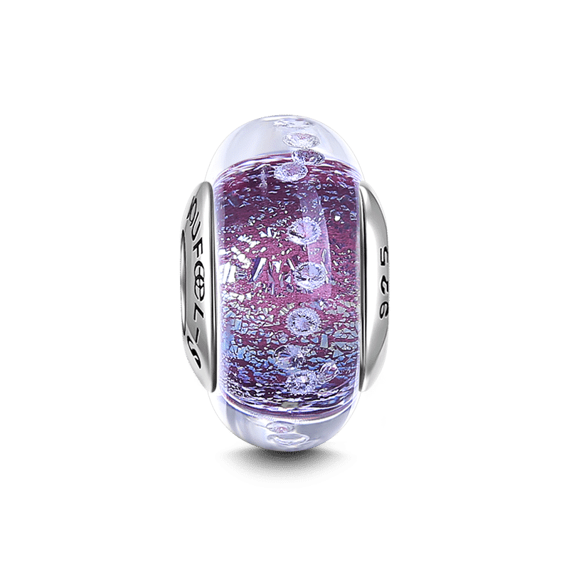 Purple Frazil Charm Murano Glass Bead Silver - soufeelus