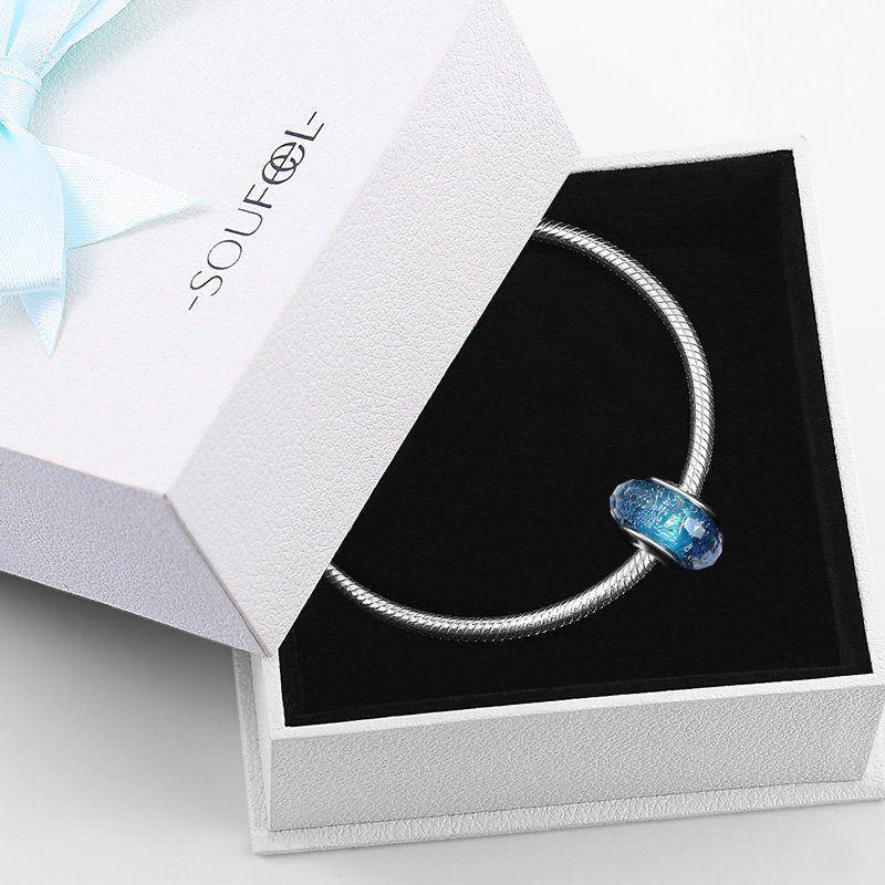 Ocean Murano Glass Charm Bead Silver - soufeelus