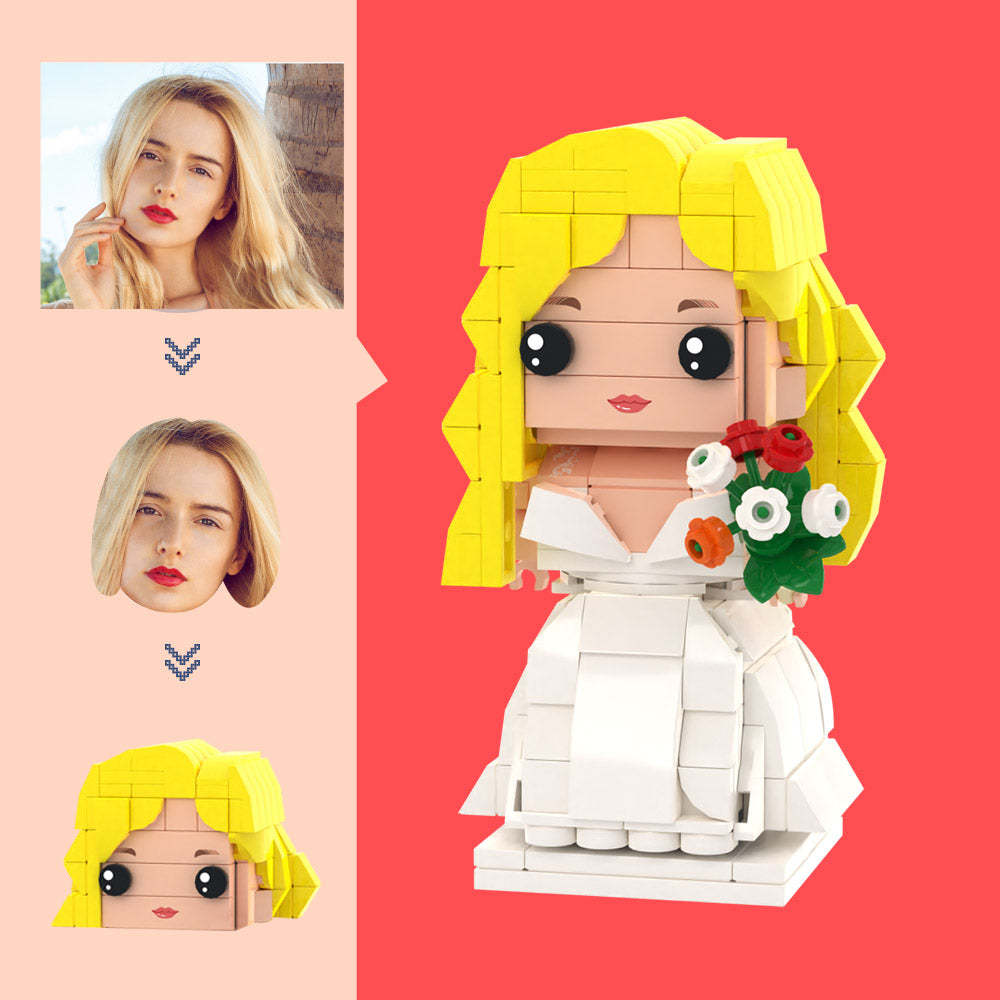 Customized Head Wedding Dress Figures Small Particle Block Toy Customizable Brick Art Gifts - soufeelau