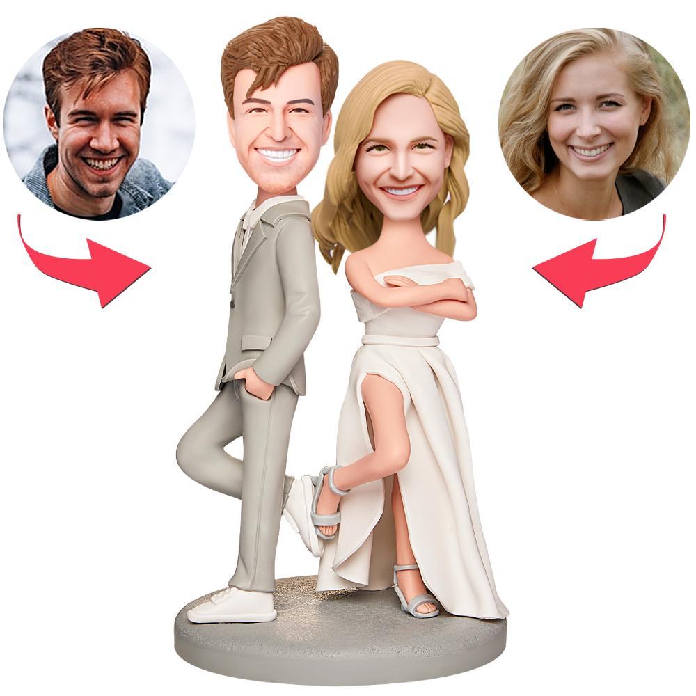 Wedding Gift Husband and Wife Partner Custom Bobblehead with Engraved Text - soufeelau