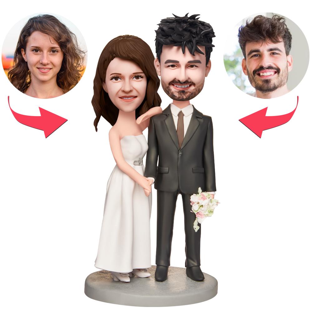 Wedding Gift Intimate Couple Custom Bobblehead with Engraved Text - soufeelau