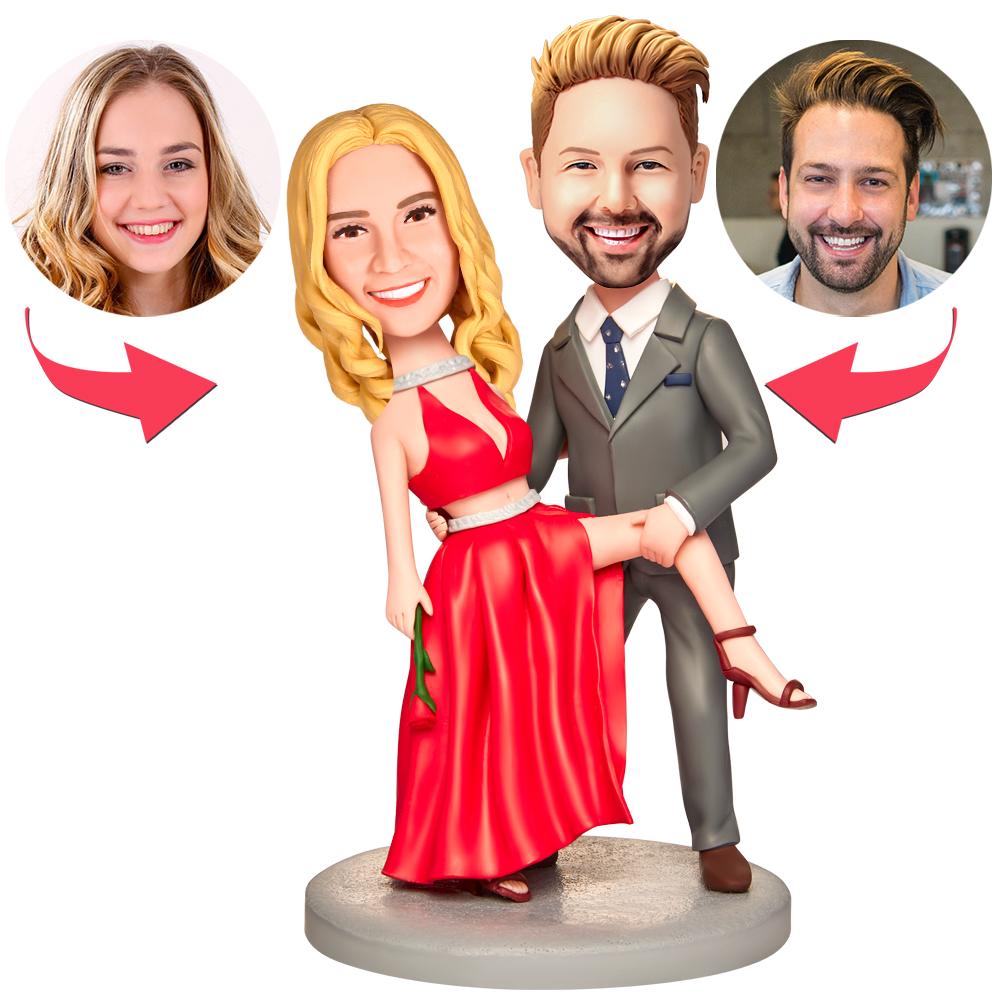 Wedding Gift Hot Red Dress Custom Bobblehead with Engraved Text - soufeelau