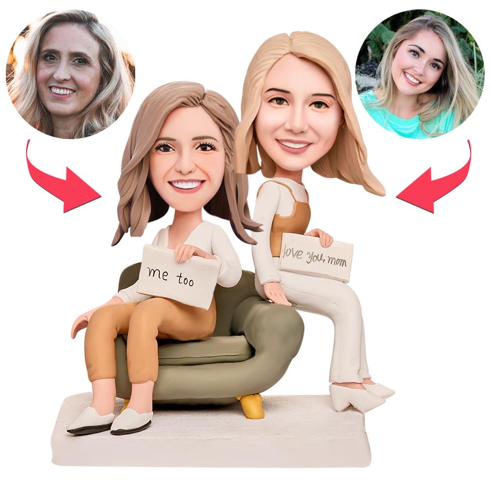 Mothers Day Gift Mother and Daughter Custom Bobblehead with Engraved Text - soufeelau