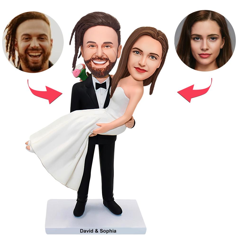 Personalized Bride and Groom Cake Topper  Custom Wedding Cake Toppers Bobbleheads Gifts for Wedding - soufeelau
