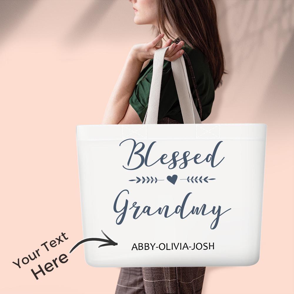 Blessed Grandma Personalized Canvas Tote Bags - soufeelau