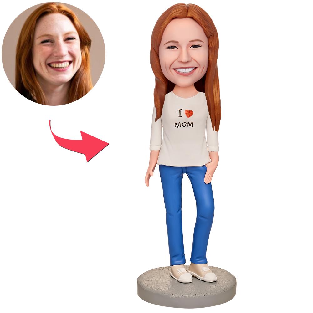 Mother's Day Gift I Love My Mom Custom Bobblehead with Engraved Text - soufeelau