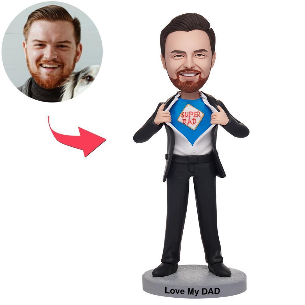 Father's Day Gifts - Custom Bobblehead With Engraved Text Superdad 