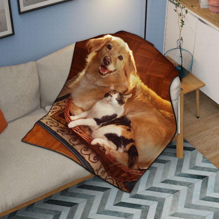 Custom Cute Pet Fleece Photo Blanket