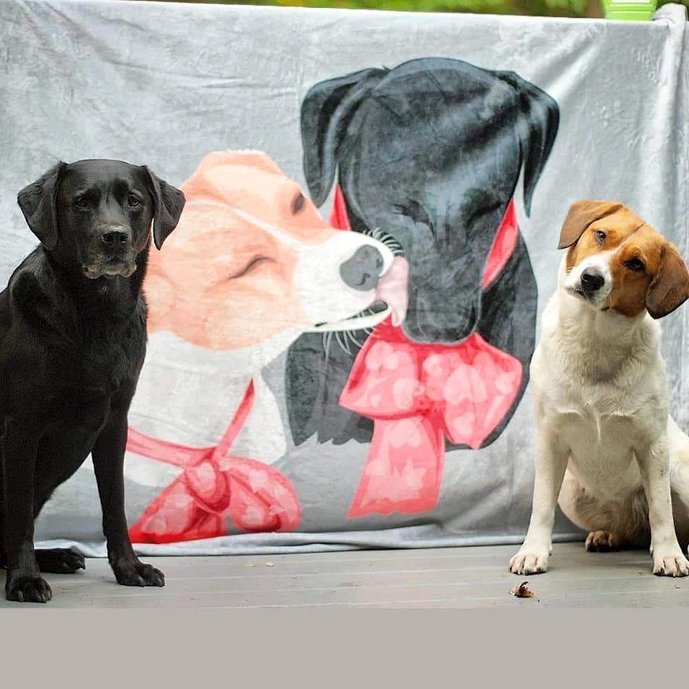 Custom Dog Blankets Personalized Pet Photo Blankets Painted Art Portrait Fleece Blanket Colorful - soufeelau