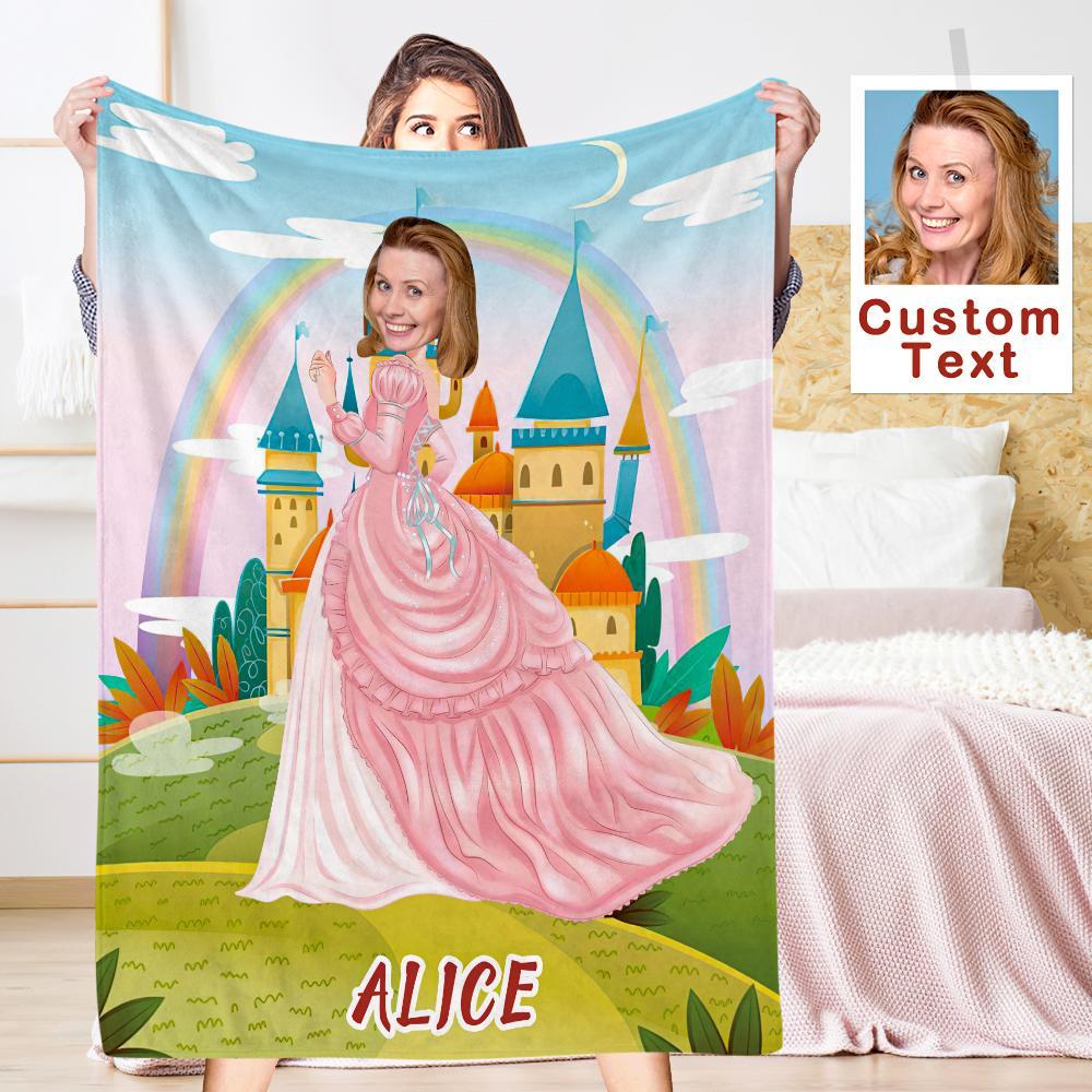 Custom Blankets Personalized Photo Blanket Fleece Pink Ball Gown Dress Woman Painting Style Blanket , Best Gift For Mother's Day - soufeelau