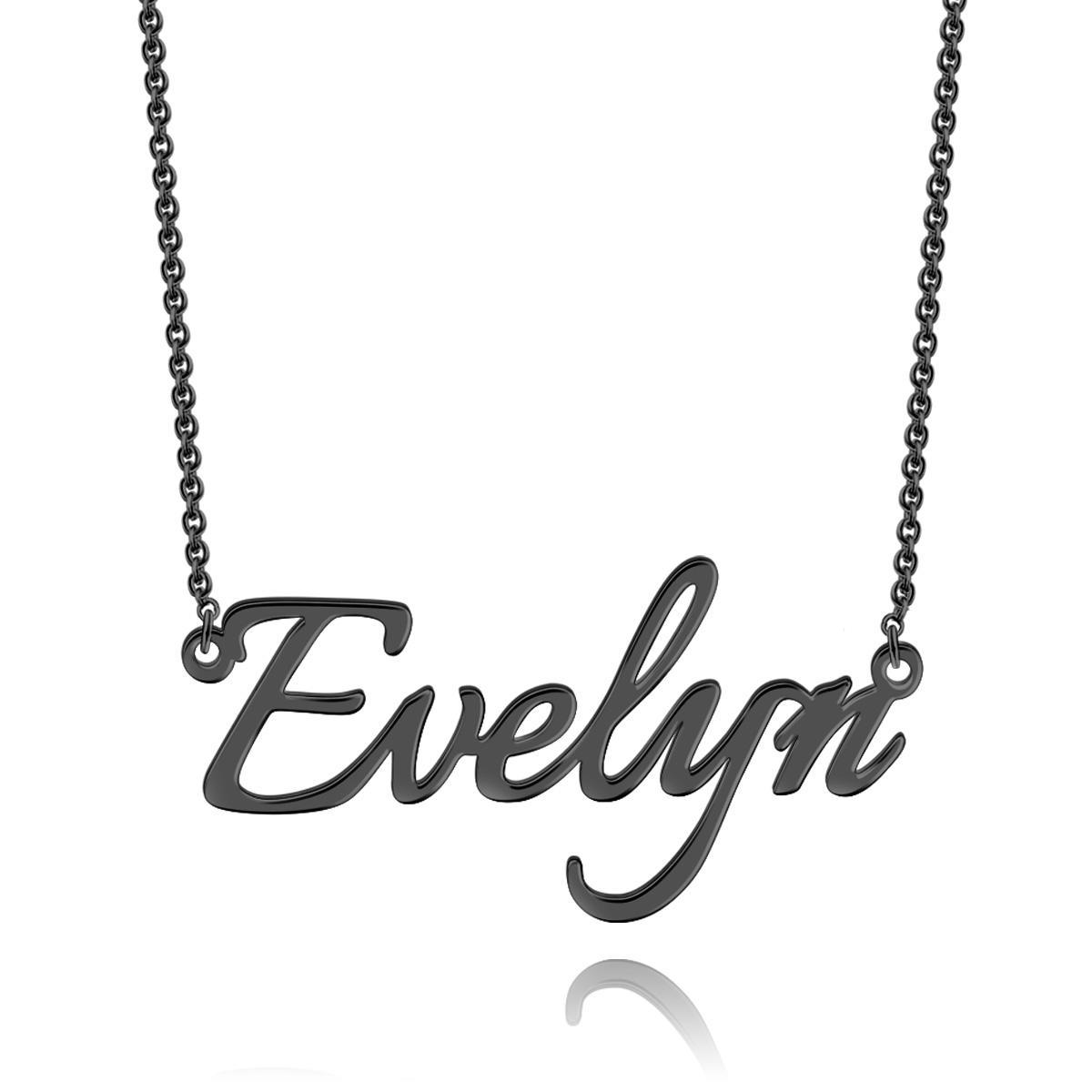 Personalized Name Necklace Black Gold Plated Silver - soufeelau