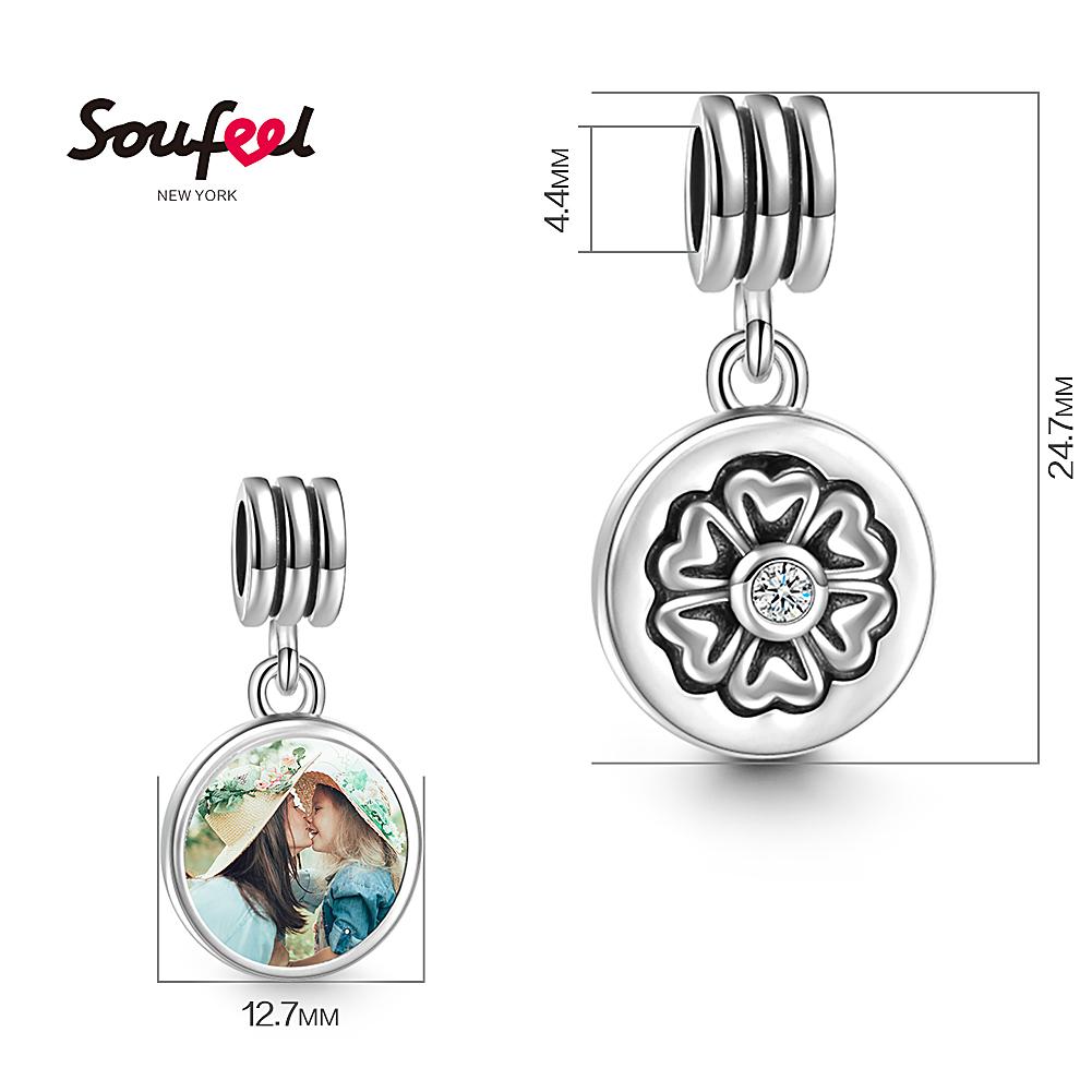 Petal Design Dangle Photo Charm Silver-Christmas Gifts