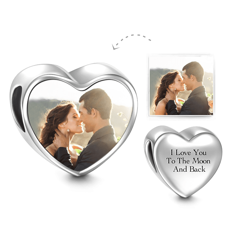 Love Forever Heart Photo Charm Silver