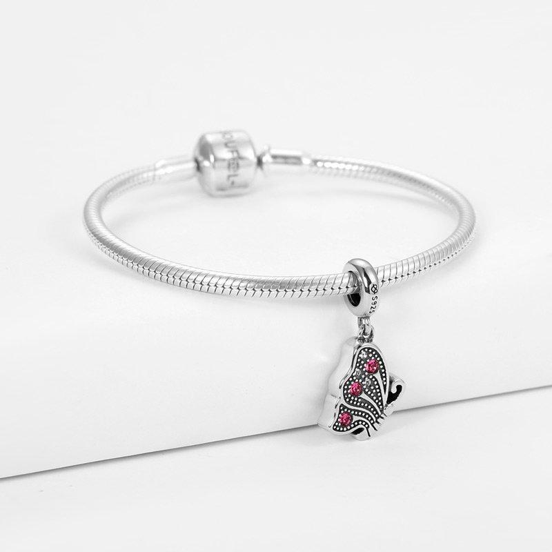 crystal Crystal Butterfly Photo Charm Silver