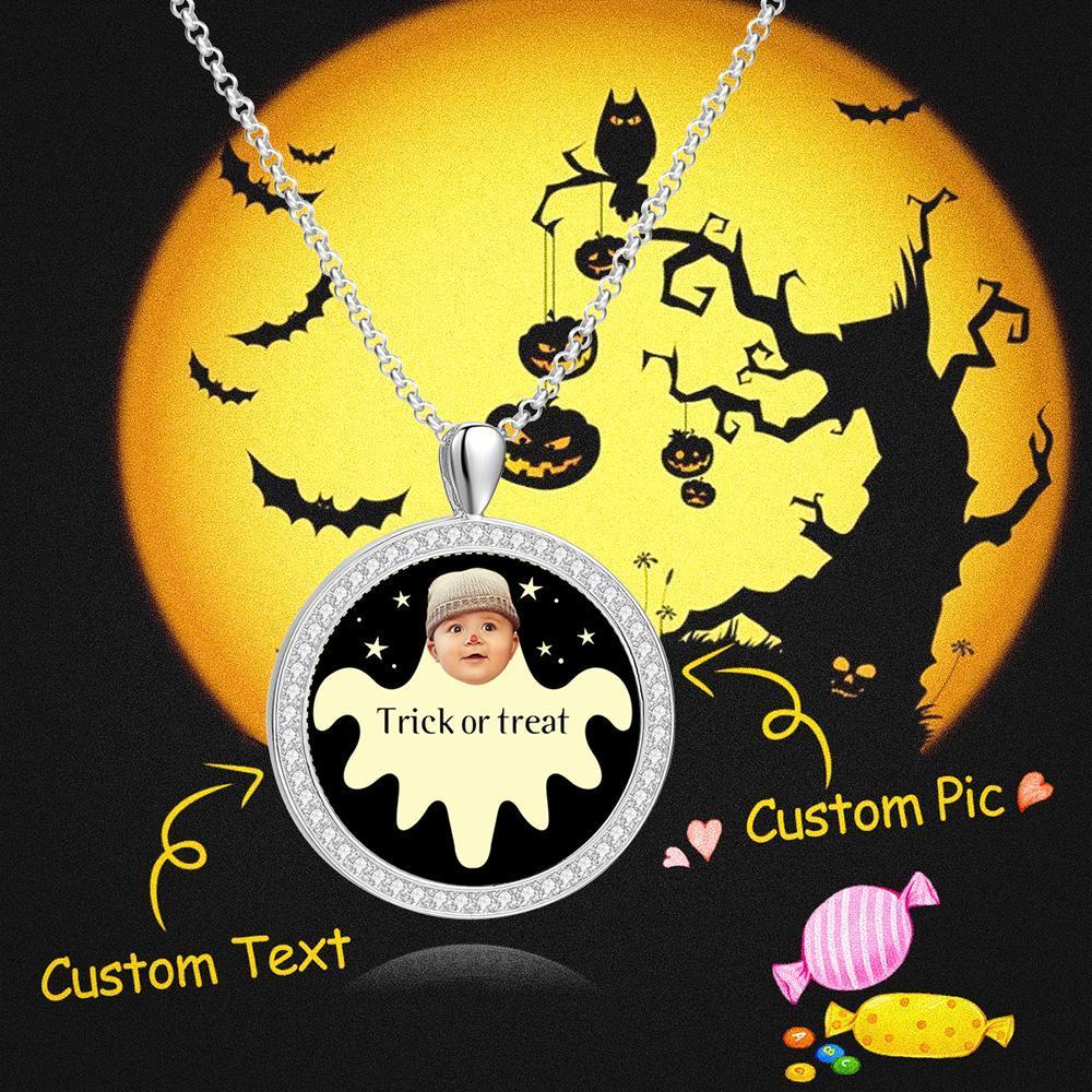 Custom Face Photo Pendant Custom Text Necklace Halloween Gift