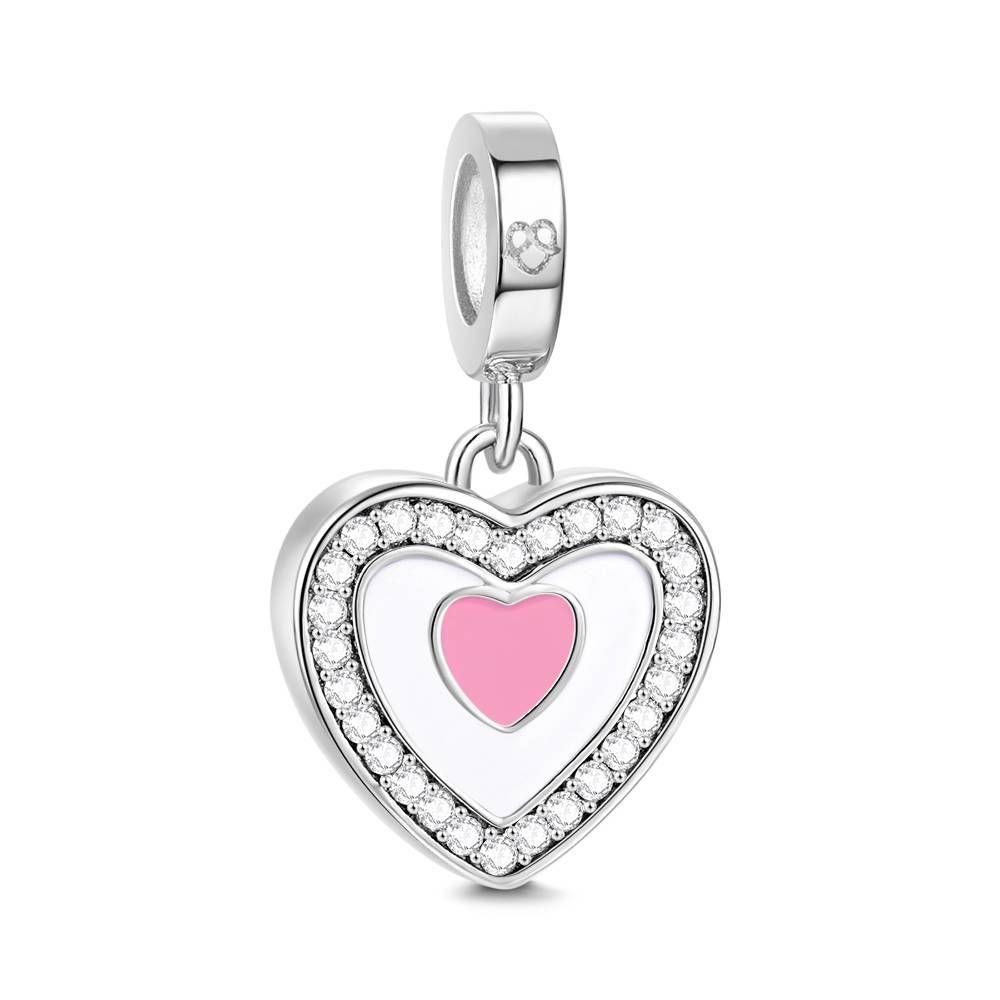 Photo Dangle Charm Little Pink Heart Silver-Christmas Gifts