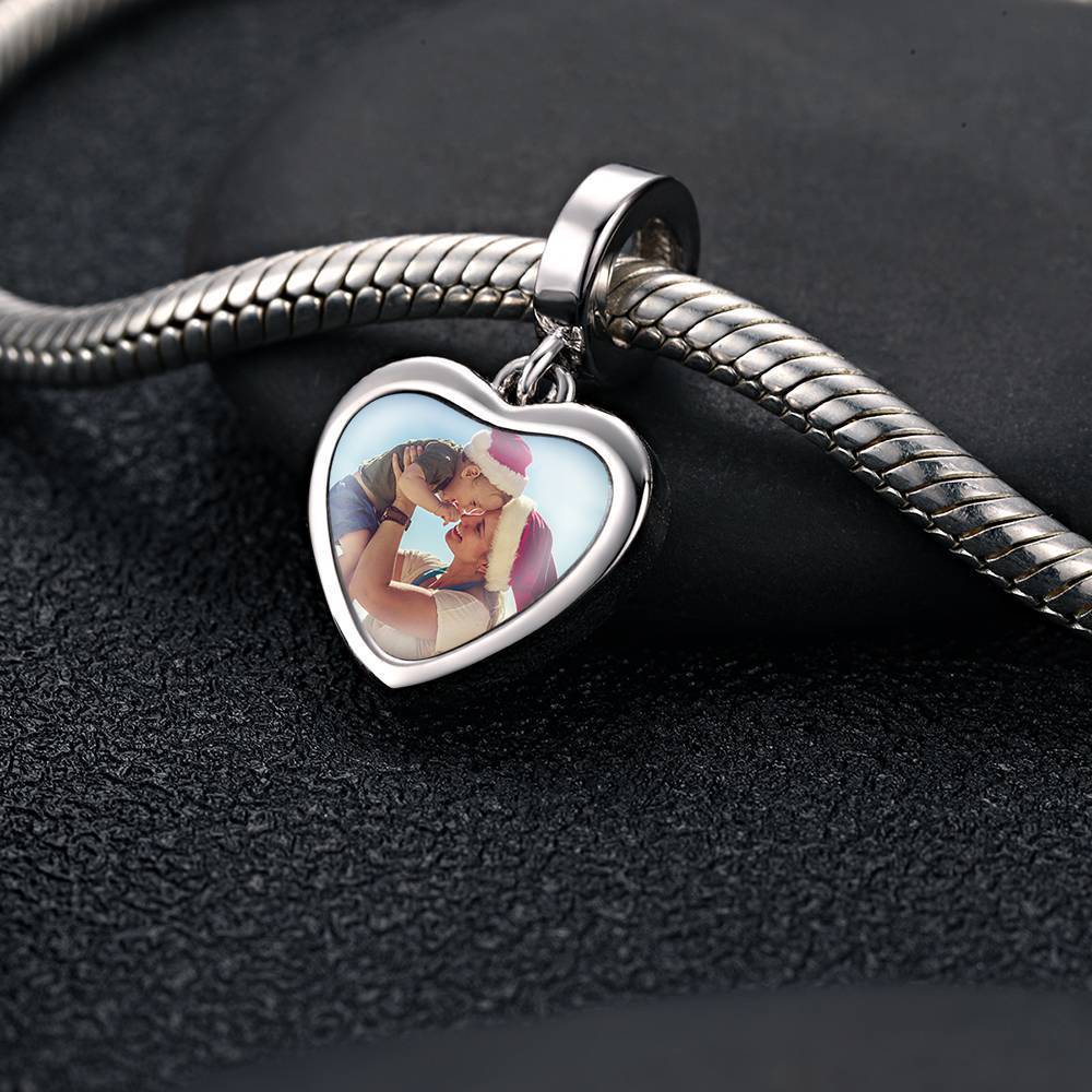 Photo Dangle Charm Little Pink Heart Silver-Christmas Gifts