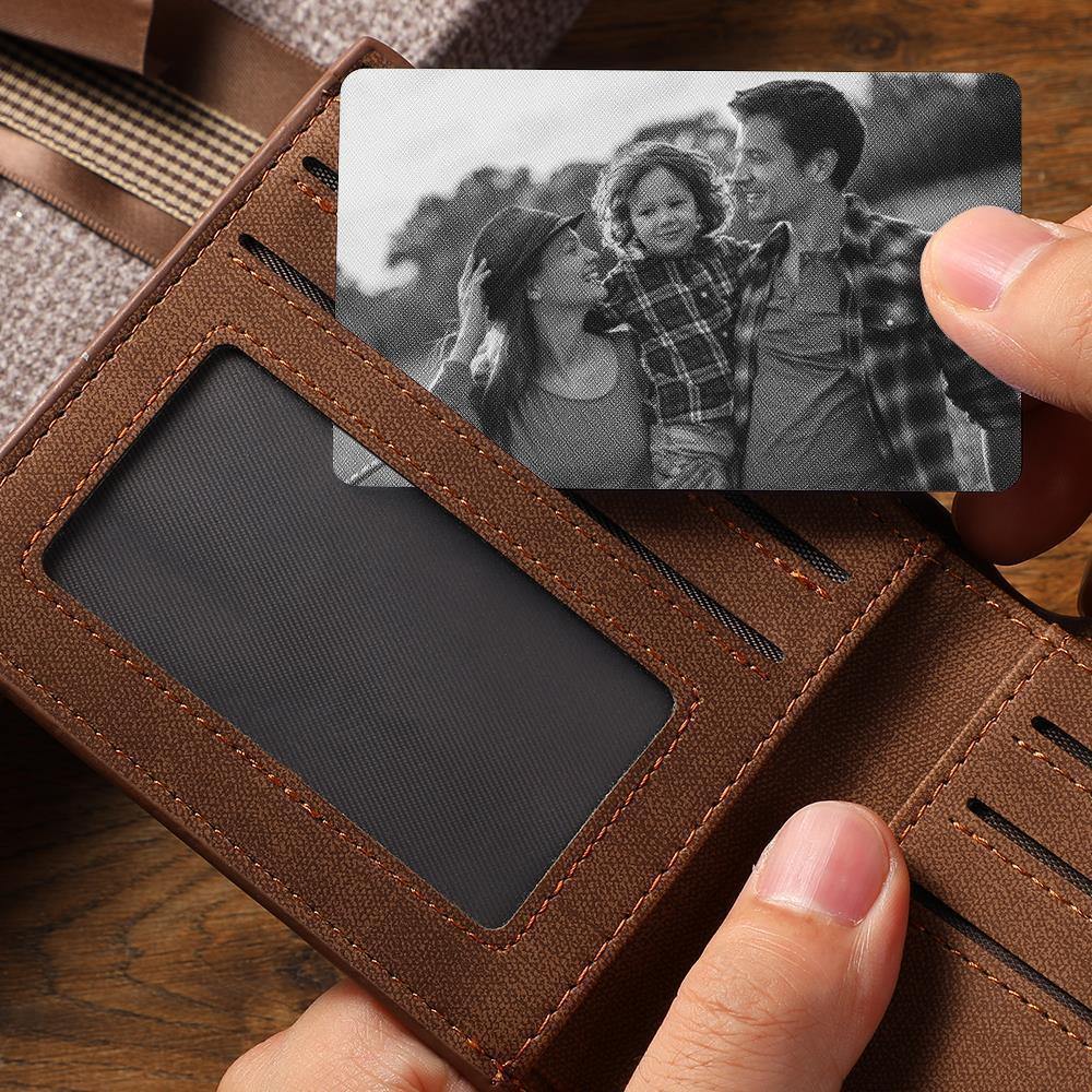 Custom Photo Wallet Insert Card Black for Father - soufeelau