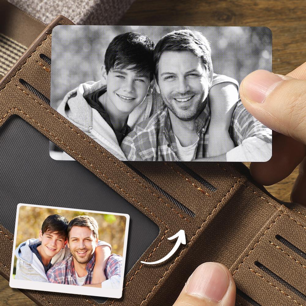 Custom Photo Wallet Insert Card Black for Father - soufeelau