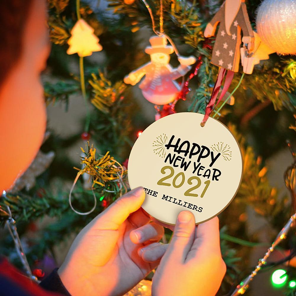Personalised Photo Ornament Double Sides 2021 Happy New Year Hanging Ornament Unique Design Gifts for New Year