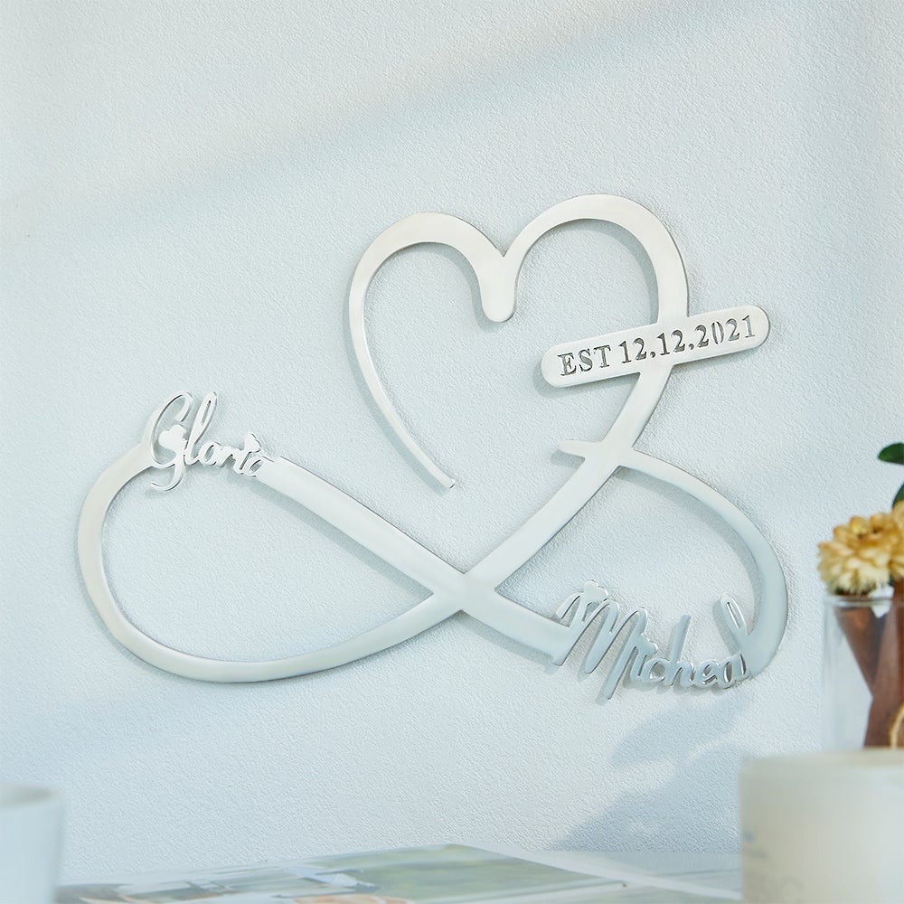 Custom Text Love Infinity Metal Sign Personalized  Names and Date Home Wall Decoration - soufeelau