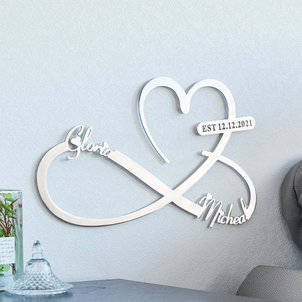 Custom Text Love Infinity Metal Sign Personalized  Names and Date Home Wall Decoration - soufeelau