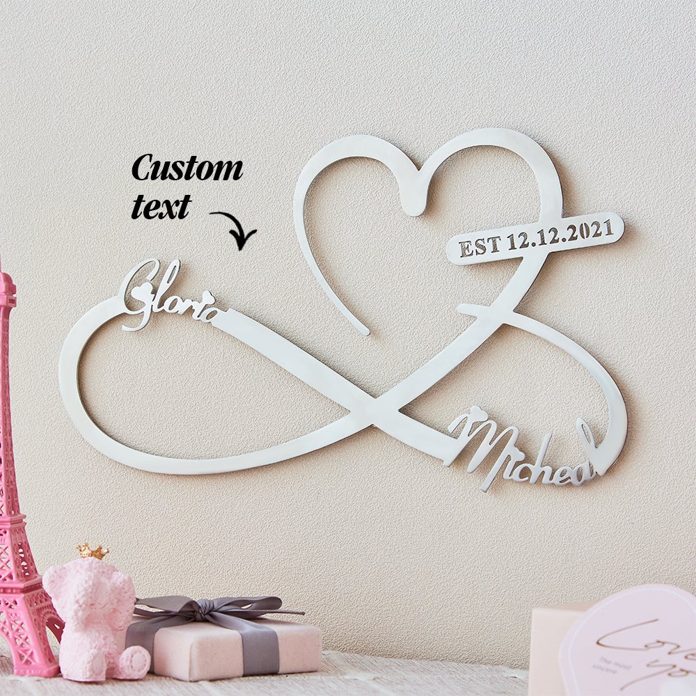 Custom Text Love Infinity Metal Sign Personalized  Names and Date Home Wall Decoration - soufeelau