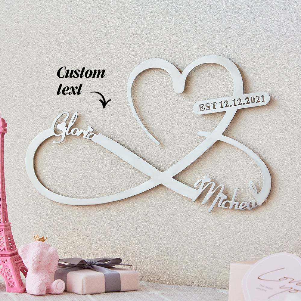 Custom Text Love Infinity Metal Sign Personalized  Names and Date Home Wall Decoration - soufeelau