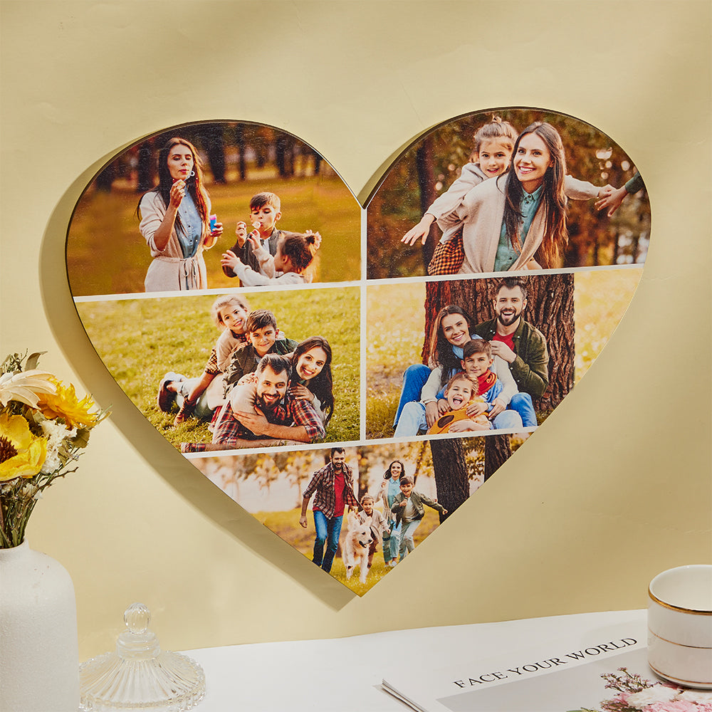 Custom Heart Shaped Photo Collage Personalized Wall Decoration Valentines Day Gifts - soufeelau