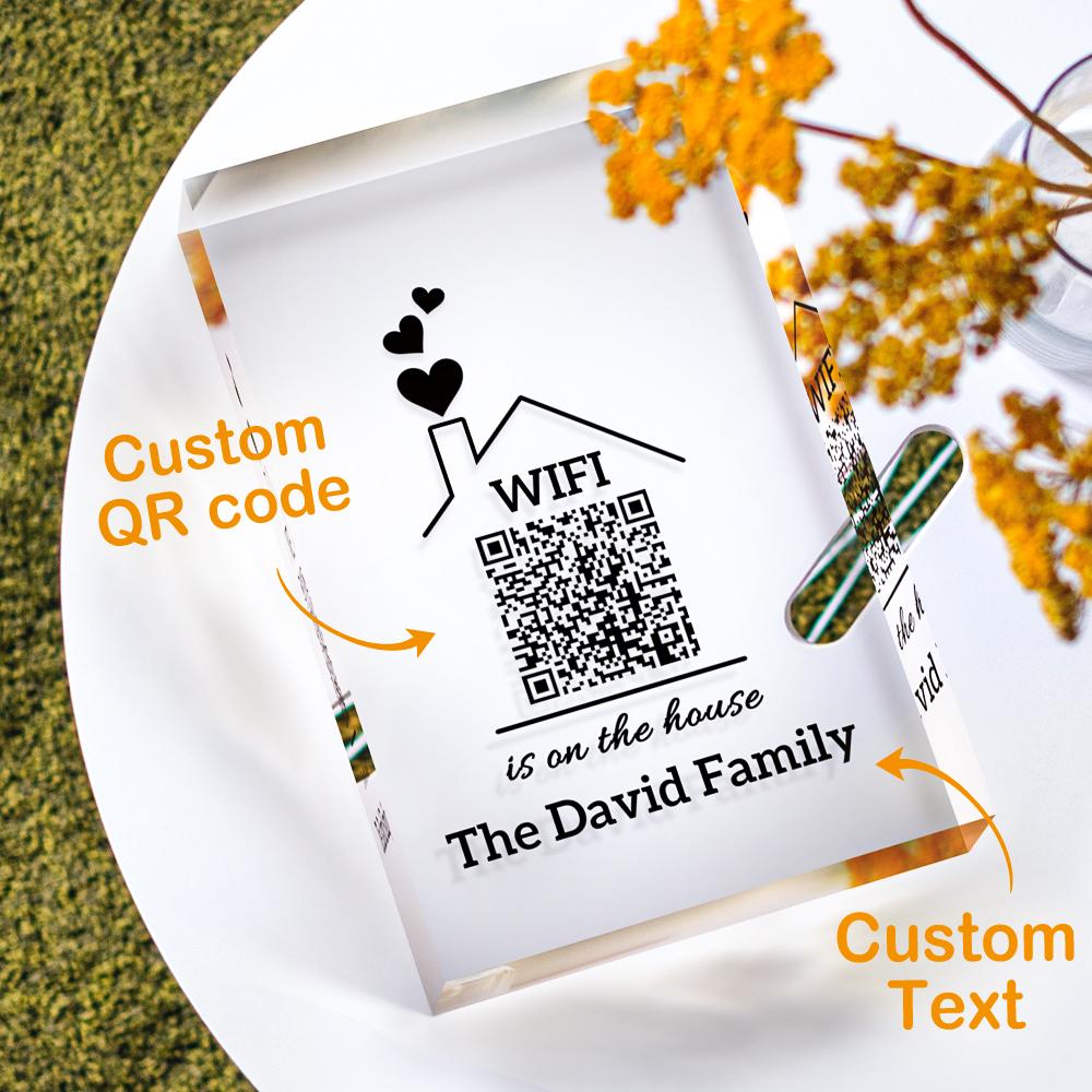Personalised Wifi Sign QR Code Scanner Guest Wifi Password New Home Decor - soufeelau
