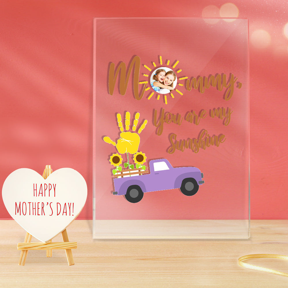 Mother's Day Gift Custom Photo Lamp Handprint Wooden Base Night Light - soufeelau