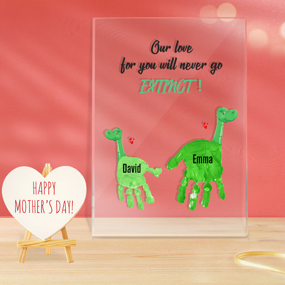 Mother's Day Gift Custom Names Handprint Night Light Wooden Frame - soufeelau