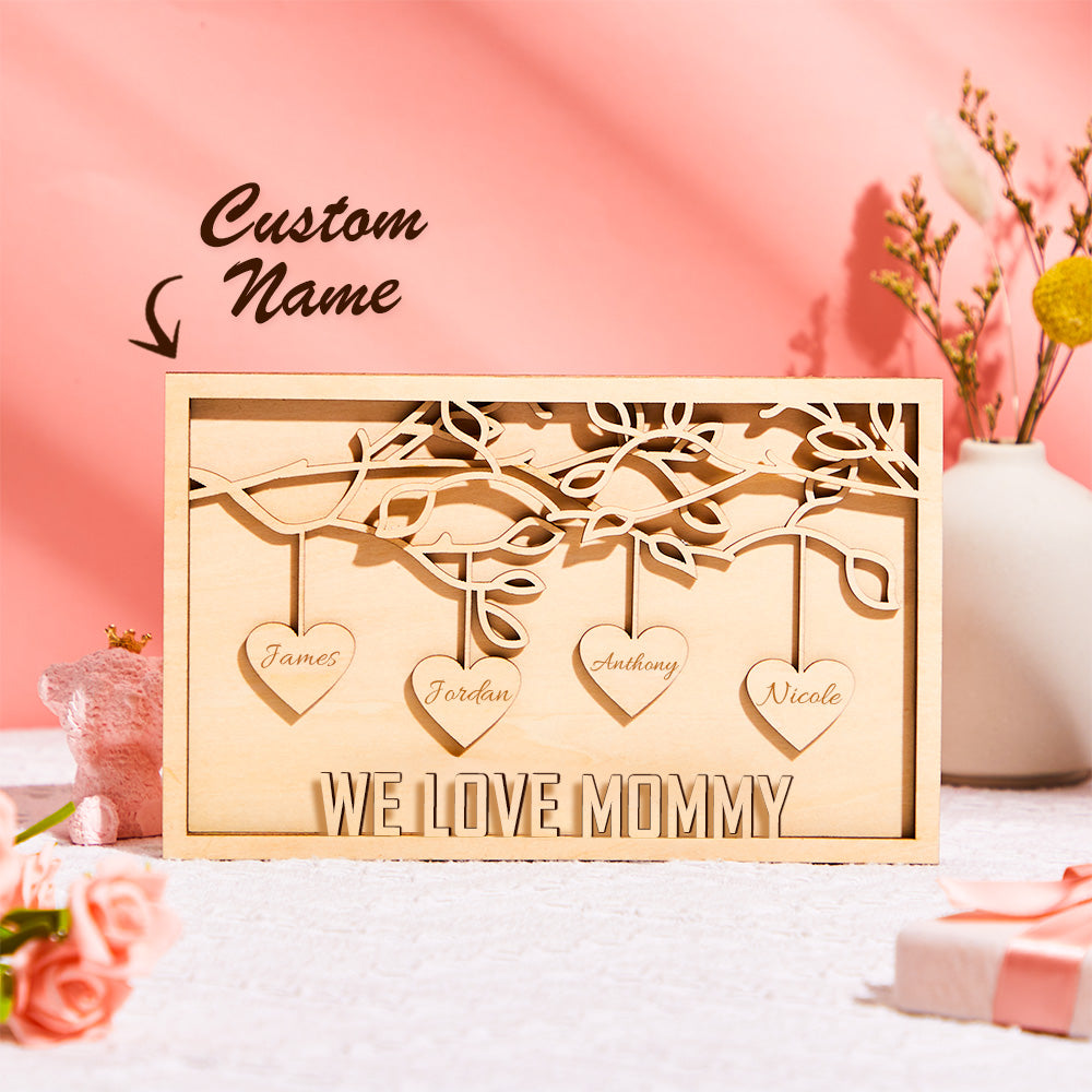 Custom Engraved Plaque Family Tree Home Decor Mother's Day Gift for Mom - soufeelau