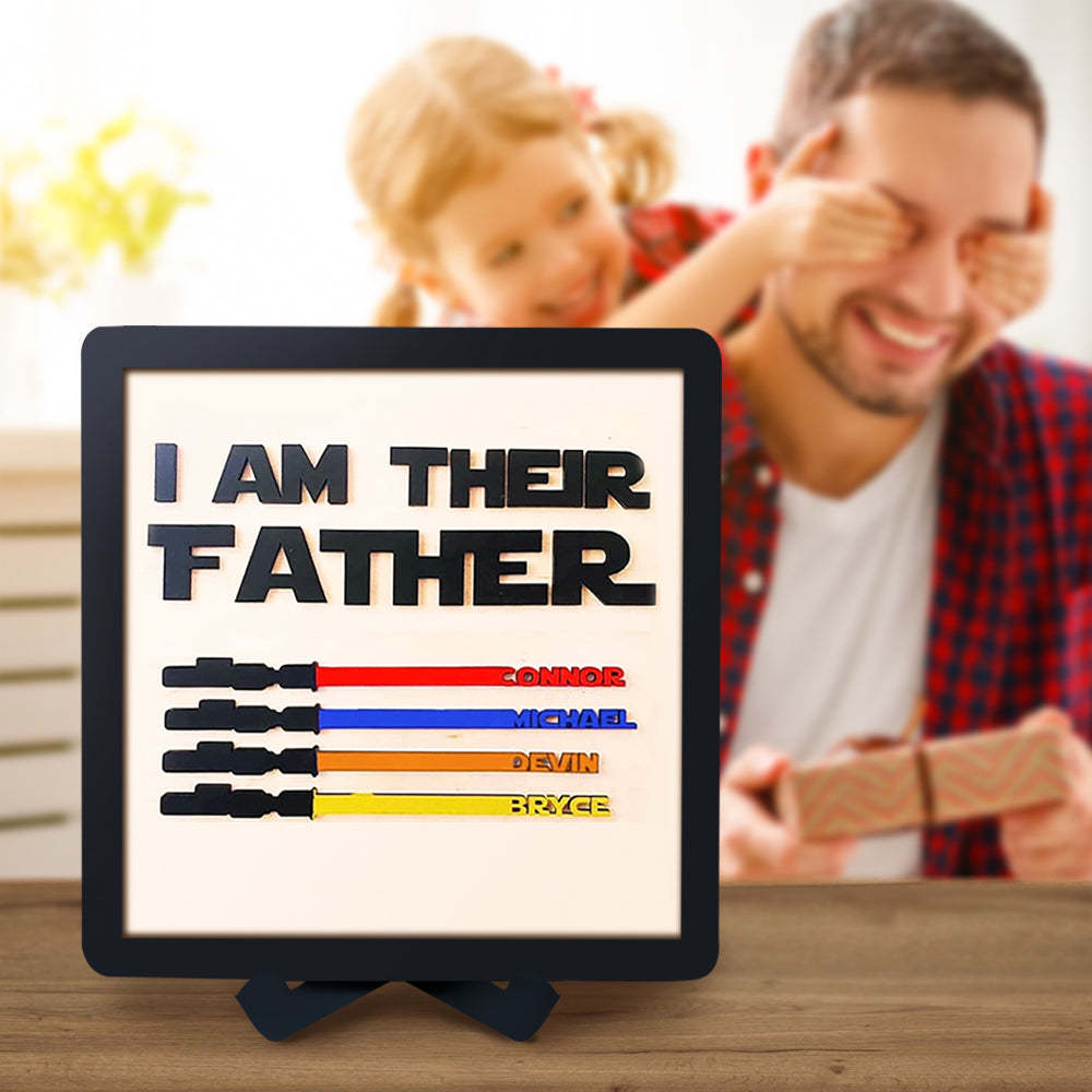 Personalized Light Saber I Am Their Father Wooden Sign Father's Day Gifts - soufeelau
